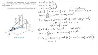 Find the projected components of force F along AB and AC and the angle between them [upl. by Marnia184]