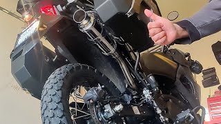 2022 Kawasaki KLR Delkevic 9quot Oval exhaust comparison [upl. by Carrelli111]