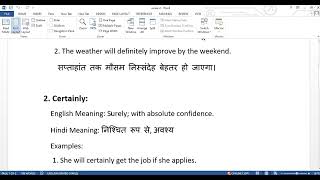 These are two words quotDefinitely amp Certainlyquot with meaing  examples and Hindi Meaning [upl. by Anert910]