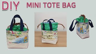 DIY mini drastring tote bag작고 귀여운 손가방 만들기미니 토트백만들기JSDAILY [upl. by Godbeare]