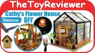 DIY Dollhouse Miniature Robotime Cathys Flower House Greenhouse Unboxing Toy Review TheToyReviewer [upl. by Arateehc]