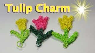 Rainbow Loom Charms TULIP Easy How To Design DIY Mommy [upl. by Riffle796]