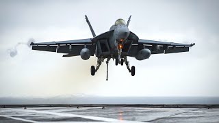 Aircraft Carrier • Flight Operations at Sea Takeoff and Landing • US Navy Ship [upl. by Amalberga]