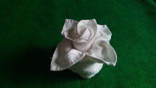 FLOWER IN VASE  TOWEL CREATION  TUTORIAL  TIPS  CARA  DIY  HOW TO [upl. by Katharyn]