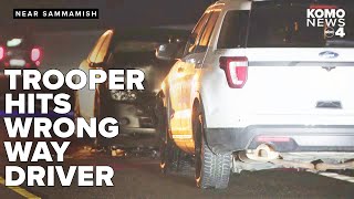 State Patrol Trooper swerves to hit stop wrongway driver [upl. by Ecnerolf]