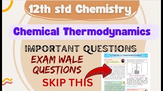 12th std Chemistry Chemical Thermodynamics Important Questions HSC 2024 Important Question Chemistry [upl. by Yllac]