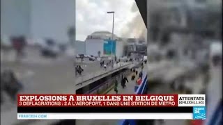 Attentats à Bruxelles  retour en images sur les explosions à laéroport Zaventem [upl. by Waterer386]