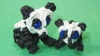 Rainbow Loom BABY PANDA Charm DIY Mommy Animals [upl. by Akihc]