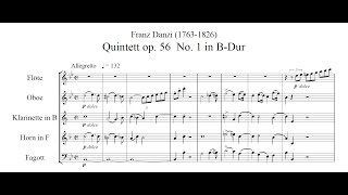 Franz Danzi  Wind Quintet op 56 no 1 with Score [upl. by Abbotsen439]