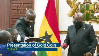 Presentation of Otumfuo Commemorative Gold Coin to the President of Ghana [upl. by Adnauqal]