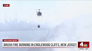 Brush fire burns in Englewood Cliffs amid redflag warnings [upl. by Alansen]