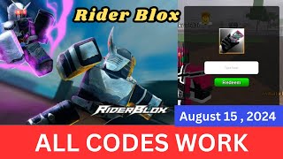 All CODES WORK Rider Blox ROBLOX August 15 2024 [upl. by Prud72]