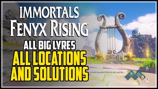 All Big Lyre Myth Challenges Locations and Solutions Immortals Fenyx Rising [upl. by Oirom]