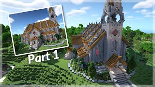 Minecraft How to Build a Medieval Church  Church Tutorial  Part 1 [upl. by Atilahs]