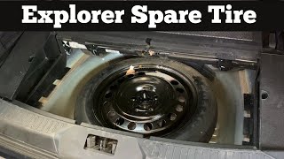 2020  2022 Ford Explorer Spare Tire Location  How to Remove Tire Jack amp Tools  Change Flat Tire [upl. by Arahs346]