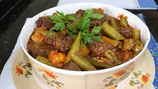 PICADINHO DE CARNE COM QUIABO FEITO NA PANELA DE PRESSÃO ESTA RECEITA VOCÊ NÃO PODE PERDER [upl. by Nadiya]