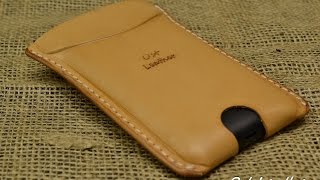 how to make a simple leather case for mobile phone [upl. by Onairotciv]