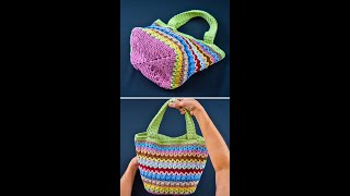 How to crochet a multicolor tote bag from yarn scraps easily Miarti🧶 [upl. by Phip]