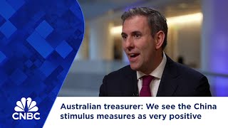 Australian treasurer We see the China stimulus measures as very positive [upl. by Namlas]