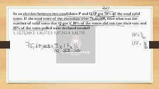 In an election between two candidates P and Q P got 78 of the total valid vote ssccgl malayalam [upl. by Icram]