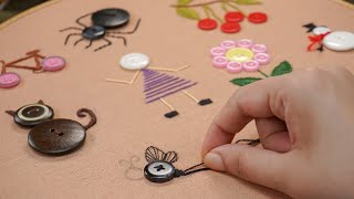 10 CUTE BUTTON EMBROIDERY ART Simple Stitching Ideas [upl. by Tandie]