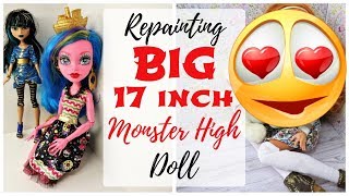 BIG 17 MONSTER HIGH DOLL REPAINT  17 INCH  How To Draw Face Freckles Art Speedpaint Tutorial [upl. by Inafit841]