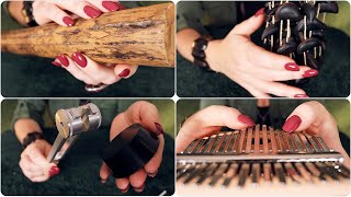 TingleInstruments 🌟 ASMR 🌟 Rain Stick Kalimba Nut Shaker Chime Ohm Tuning Forks [upl. by Odracir756]