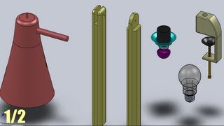 SolidWorks P Tutorial 54 Desk Light Modelling detailed 14parts assembly pt12 [upl. by Oiramad]