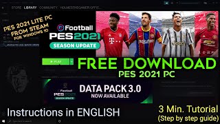 How to Install eFootball PES 2021 in PC for free  Full English Tutorial  Windows 10 Football Game [upl. by Akinit]