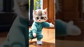 Cute cat baby dance 🥰 music song hindisong newsong love cat cute shorts [upl. by Yeargain513]