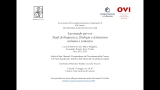 Lavorando per voi Studi di linguistica filologia e letteraturaitaliana e romanza [upl. by Gaynor]