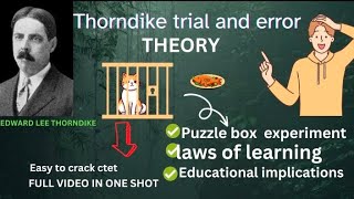 Thorndike trial and error theoryLaws of learning education ctet learning laws mjpruthorndike [upl. by Helga]