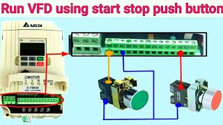 DeltaM VFD start stop using push buttons  VFD 3 wires start stop connection  pearl engineering [upl. by Andie562]