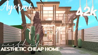 ROBLOX  Bloxburg 40K Cheap Modern Aesthetic Blush Family Roleplay House  2 story  Build amp Tour [upl. by Blynn]