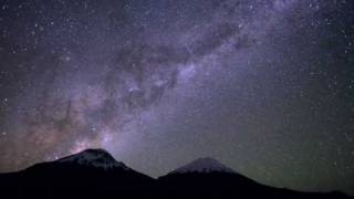 Parinacota and Pomerape volcanoes with Milky Way and the zodiacal light Time Lapse Movie [upl. by Stormy]