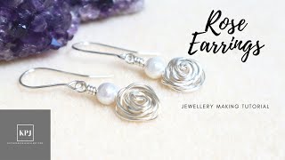 Rose Earrings  Easy Wire Rose Technique  Jewellery Making Tutorial [upl. by Ennywg279]