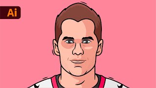 Adobe Illustration Tutorial  How to Draw Face Portrait Tom Brady [upl. by Eidnak245]