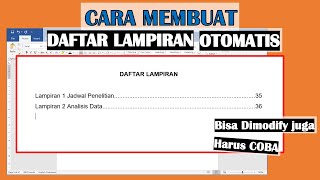 DAFTAR LAMPIRAN DIBUAT OTOMATIS JADI LEBIH MUDAH  TUTORIAL MICROSOFT WORD [upl. by Einnej194]