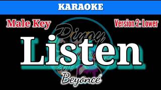 Listen by Beyoncé Karaoke  Male Key  Lower Version [upl. by Annahsar326]