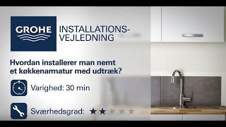 Installation af vandhane med udtræk  GROHE [upl. by Etteoj]