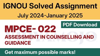 IGNOU MPCE 022 Solved Assignment 202425 PDF Download  IGNOU MA PsychologyMAPC 2nd Year Assignment [upl. by Earej]