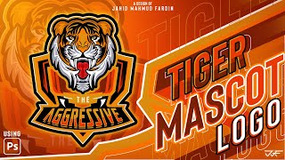 Photoshop  Graphic Design  Tiger Mascot Logo Design [upl. by Idissac]