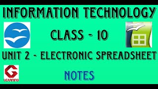 Notes of Unit 2 Electronic Spreadsheet Advanced  Class 10 Information Technology IT 402 [upl. by Marlowe]