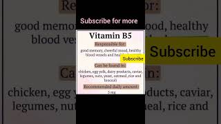 Vitamin B5  source of vitamin B5 ✨ youtubeshorts biology [upl. by Murielle331]