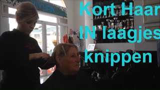 Kort Haar IN laagjes knippen  Ladies short hair cut style [upl. by Yalcrab]