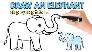 How to Draw an Elephant  simple how to draw tutorial [upl. by Anirbus]