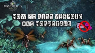 How to kill Vespoid and Hornetaur without using poison bombs or weapons  Monster Hunter World [upl. by Royce]