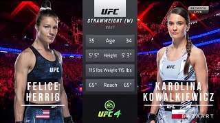 FELICE HERRIG VS KAROLINA KOWALKIEWICZ FULL FIGHT UFC FIGHT NIGHT [upl. by Schreibe767]