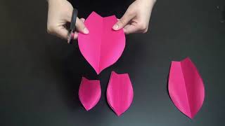 Flor ROSADA  Como hacer una flor de Papel paso a paso  MOLDES  para decorar [upl. by Plafker]