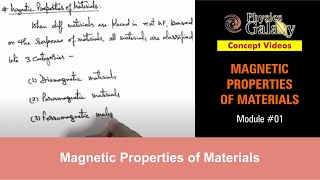 Class 12 Physics  Magnetic Properties  1 Magnetic Properties of Materials For JEE amp NEET [upl. by Hirschfeld512]